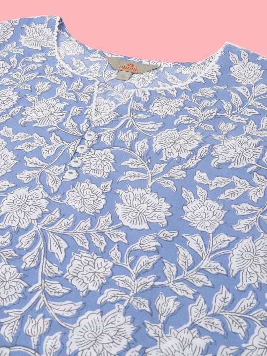 Women's Rayon Floral Printed Straight Short Kurti Set - Image 6